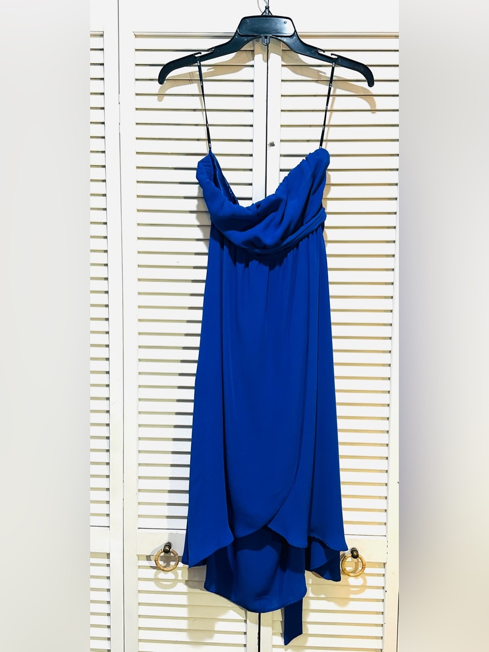 Royal Blue Strapless High Low Tube Dress Tie Waist Cocktail Party Medium